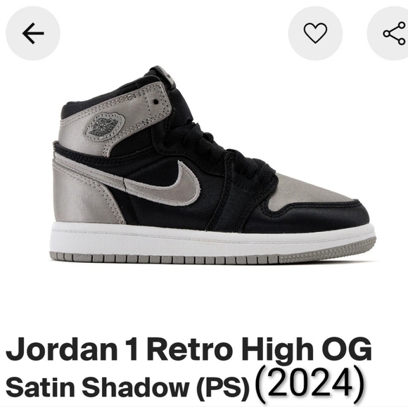 Jordan Other - Jordan 1 Retro High OG Satin Shadow (PS) Youth 3Y Girls 4.5 NWBOX
